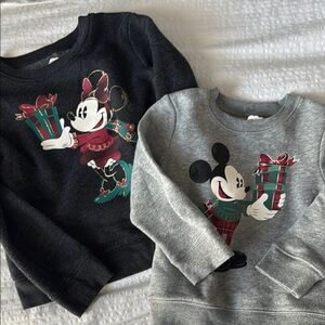 Disney Mickey Mouse Holiday sibling Sweatshirts Black and Gray Casual Pullover